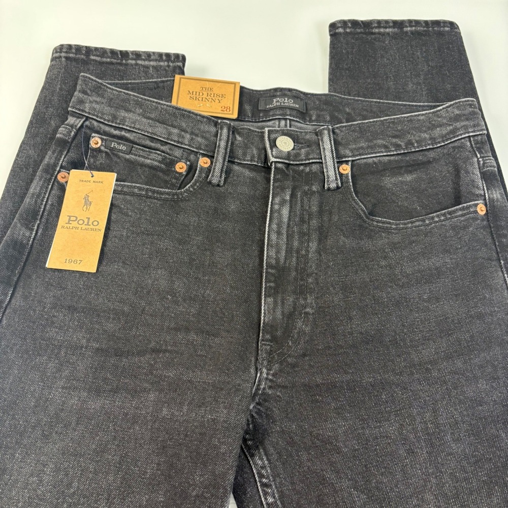 Polo Ralph Lauren Womens 28 Black Mid Rise Skinny Jeans NEW Slim Denim